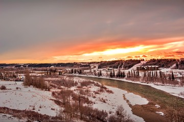 Winter Sunrise Over The River