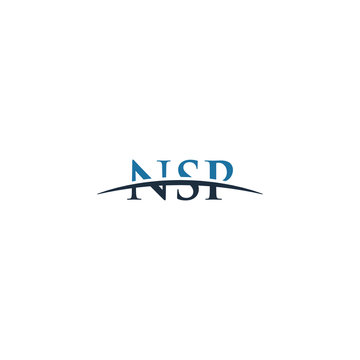 Initial letter NSP, overlapping movement swoosh horizon logo company design inspiration in blue and gray color vector