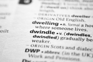 Word or phrase Dwindle in a dictionary.