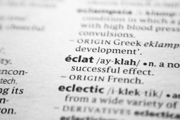 Word or phrase Eclat in a dictionary.