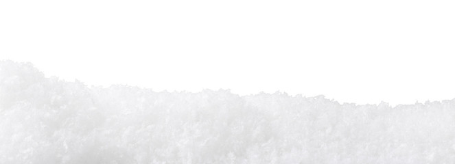 Border of white snow isolated on white background.