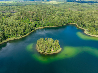 Beautiful view of Sapsho lake in summer , Smolensk region, Russia. Top view