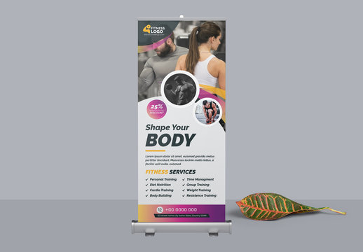 Roll-Up Banner Layout with Gradient Elements