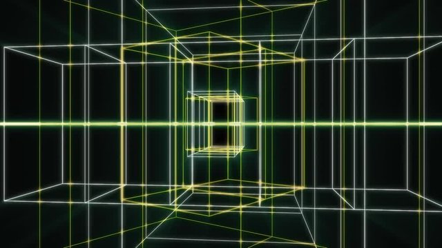 Yellow And White 3D Boxes Animated Video Background Loop