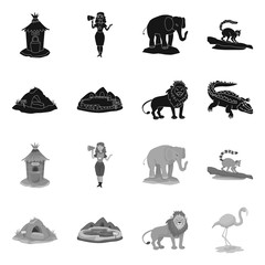 Isolated object of nature and fun logo. Set of nature and entertainment stock symbol for web.