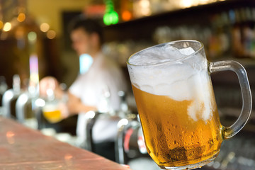 Draft beer in the pub.