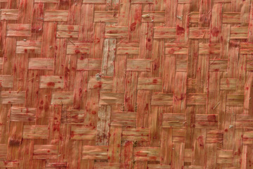 Woven wooden wall texture, close up view