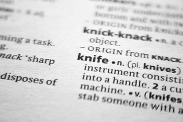 Fototapeta premium Word or phrase Knife in a dictionary.