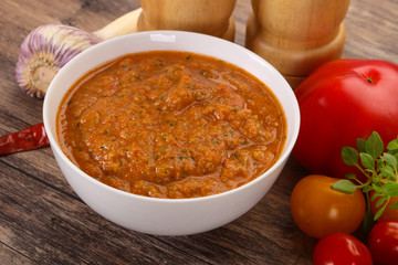 Famous Spanish gazpacho tomato soup