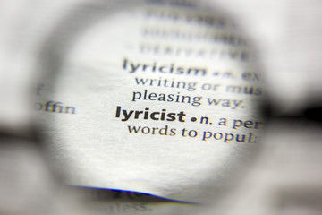 The word or phrase Lyricist in a dictionary.