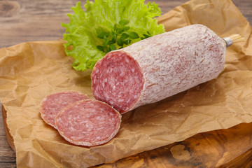 Italian dry Saliami pork sausage
