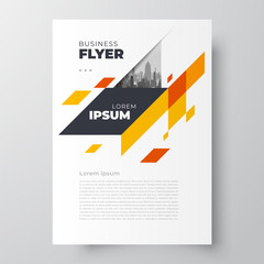Flyer brochure design template size A4 geometric theme orange color
