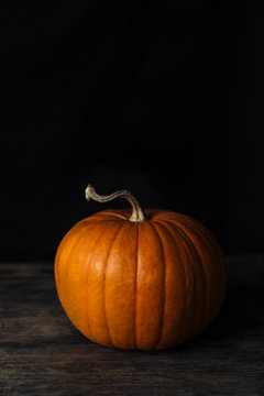 Pumpkin Still Life On A Wooden Rustic Table