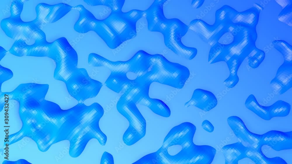 Poster animated blue background with moving waves. 3d render