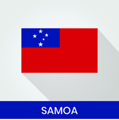Flag of The Samoa With Shadow