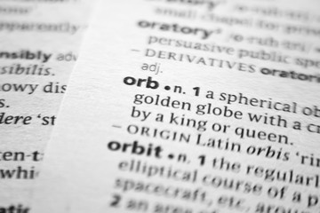 Word or phrase Orb in a dictionary.