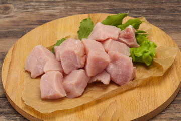 Raw fresh pork meat cube