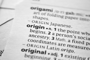 Word or phrase Origin in a dictionary.