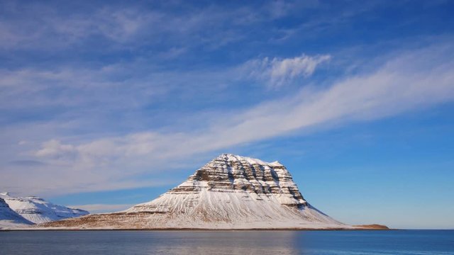 Kirkjufell moutain view from coastline, Iceland