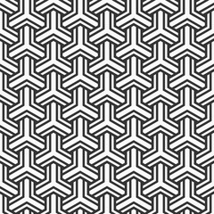 Abstract seamless pattern. Striped bold geometric tiles with triple weaving elements.