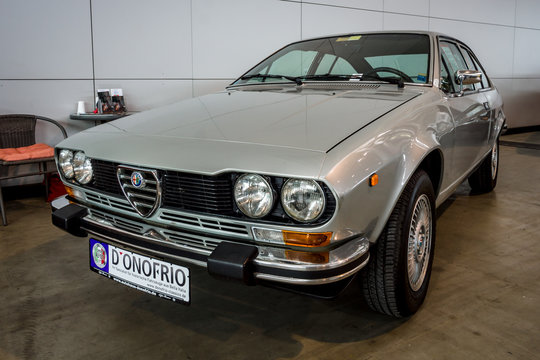 STUTTGART, GERMANY - MARCH 03, 2017: Executive car Alfa Romeo Alfetta GTV 2000 (Type 116), 1978. Europe's greatest classic car exhibition "RETRO CLASSICS"