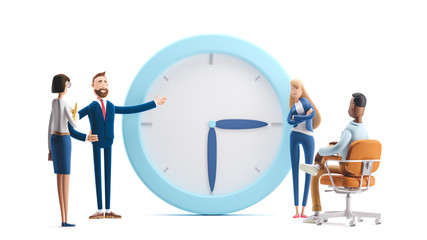 Application development and social media concept. 3d illustration.  Cartoon characters. Business teamwork concept. 