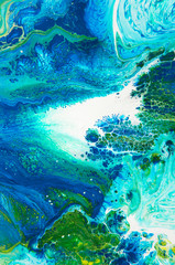 Fototapeta premium acrylic, paint, abstract. Closeup of the painting. Colorful abstract painting background. Highly-textured oil paint. High quality details. Marbling. Marble texture. Paint splash. Colorful fluid