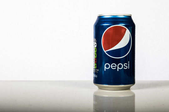 A can of Pepsi against a white background