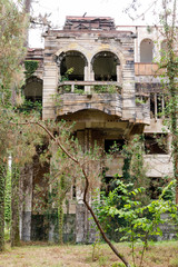 Abandoned sanatorium in Kobuleti, a high calving building on the first line