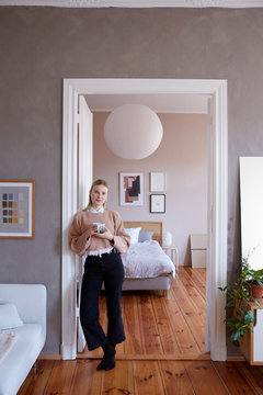 A woman in her living room.