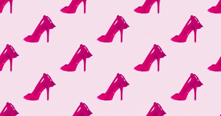 Animation seamless pattern Lady red shoes background - Powered by Adobe