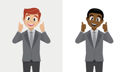 Happy Business man shows gesture cool.