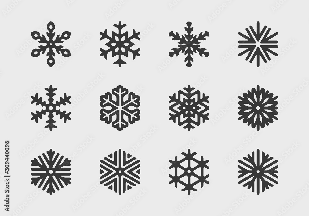 Poster set of vector snowflakes icons. collection of logos for your design.