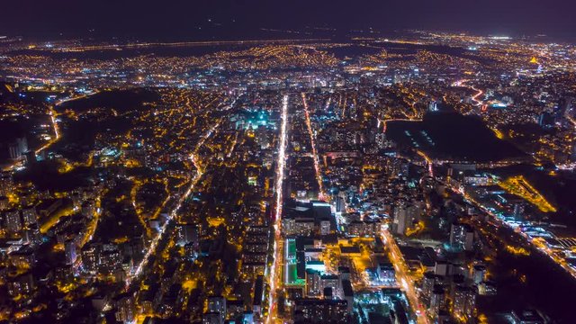 NIGHT CITY HYPERLAPSE, Fly over the city, Tbilisi, Georgia