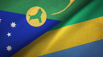 Christmas Island and Gabon two flags textile cloth, fabric texture