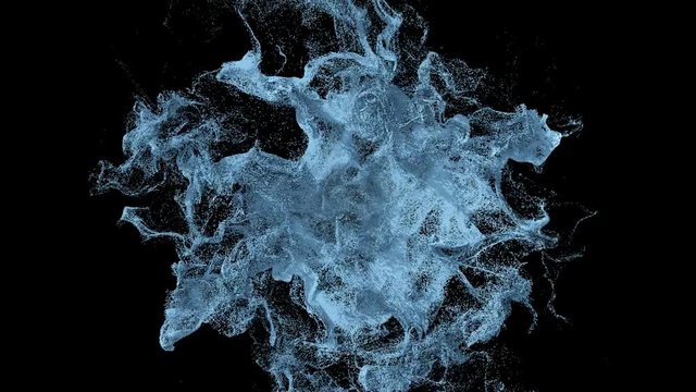 nice and smooth motion of many particles. abstract background with turbulent windy smoke representation and blue color balls. nice backdrop for video design. 4k resolution with alpha channel