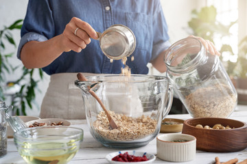 Granola recipe making healthy breakfast