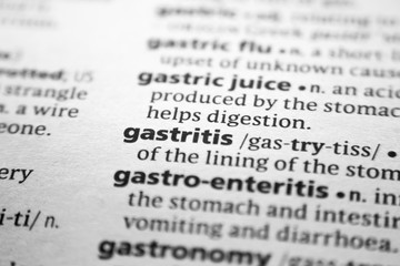 Fototapeta premium Word or phrase Gastritis in a dictionary.