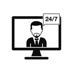 24/7 Online Customer Service Icon. Flat style vector EPS.