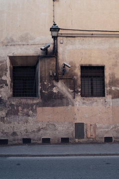 Video surveillance cameras watching the street in Intaly