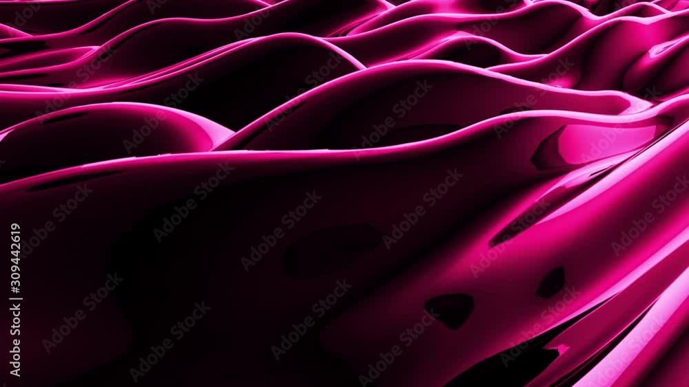 Poster pink abstract liquid reflective wave surface. waves and ripples of ultraviolet lines. seamless loop 