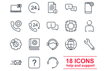 Contact Us set icon template color editable. Support service and telemarketing pack symbol vector sign isolated on white background illustration for graphic and web design.