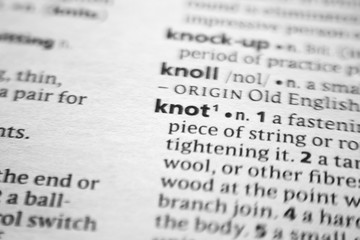 Fototapeta premium Word or phrase Knot in a dictionary.