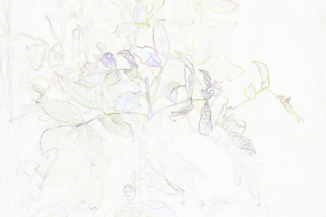 colorful drawing of twigs with leaves 