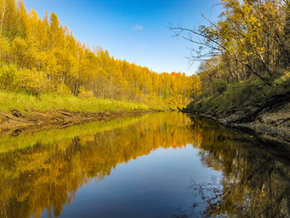 autumn landscape with river and trees