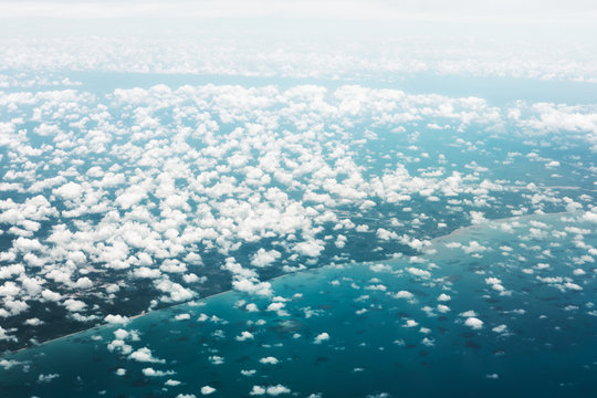 View of land, sea and the clouds
