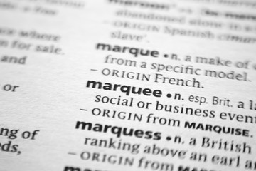 Word or phrase Marquee in a dictionary.