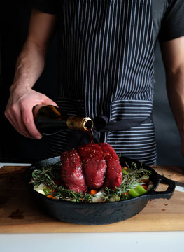 Chef preparing roast