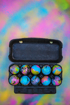 Colorful handmade Easter eggs