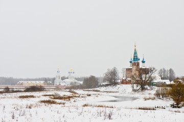 Winter landscape with the Annunciation Monastery and the Holy Dormition Monastery (nunnery) founded...